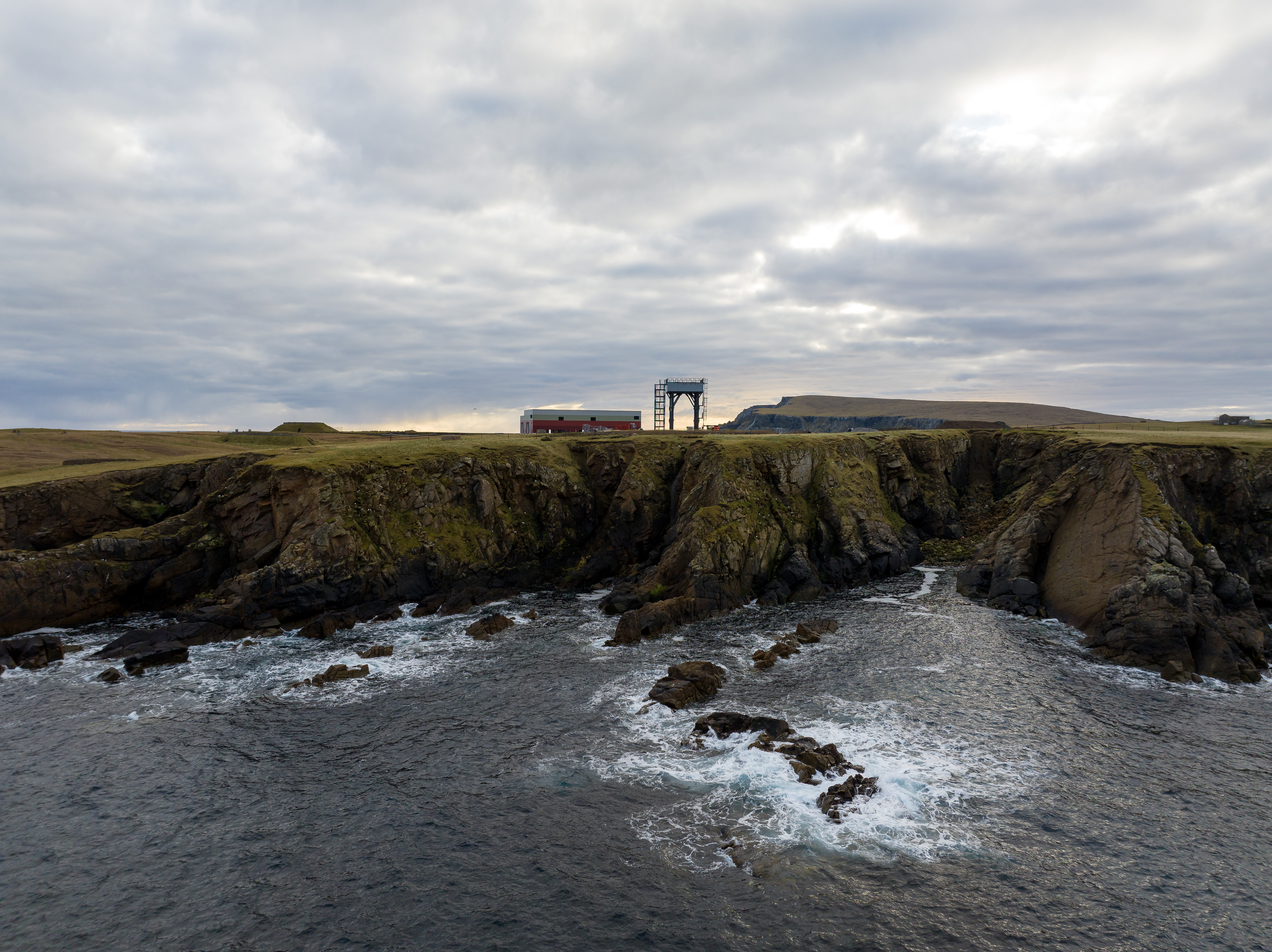 The SaxaVord space port on the edge of a cliff on the Lamba Ness peninsula, on the island Unst.